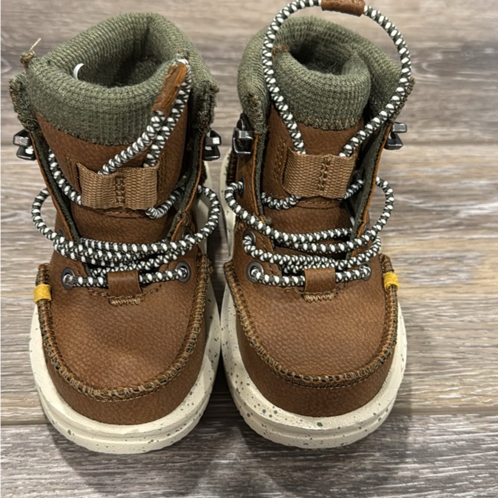 Hey Dude Brown and Green Kids Boots